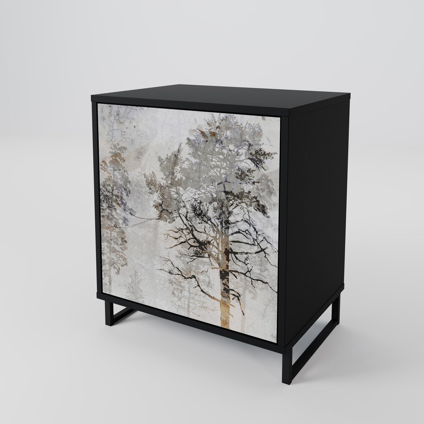 Credenza a 1 anta FADE IN THE TREES con finitura nera