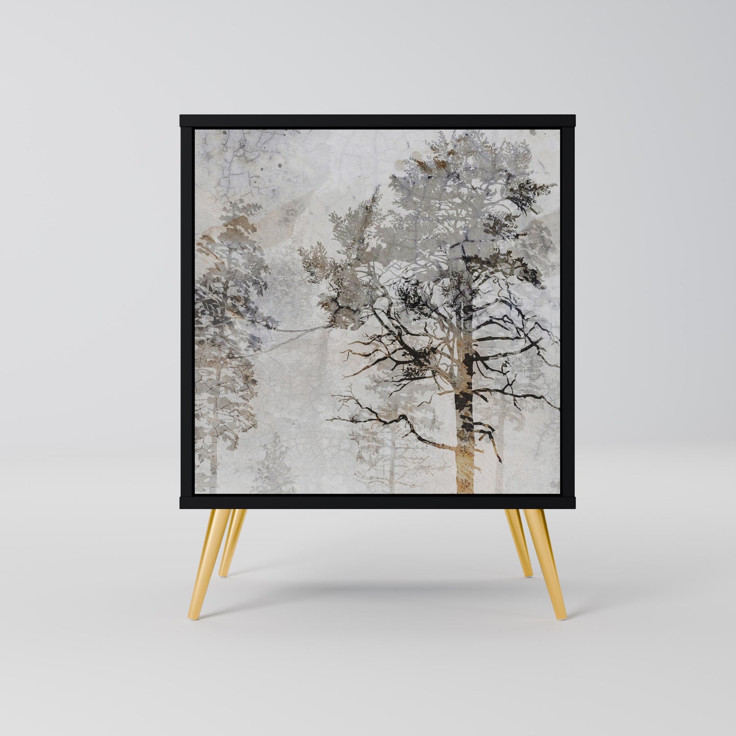 Credenza a 1 anta FADE IN THE TREES con finitura nera