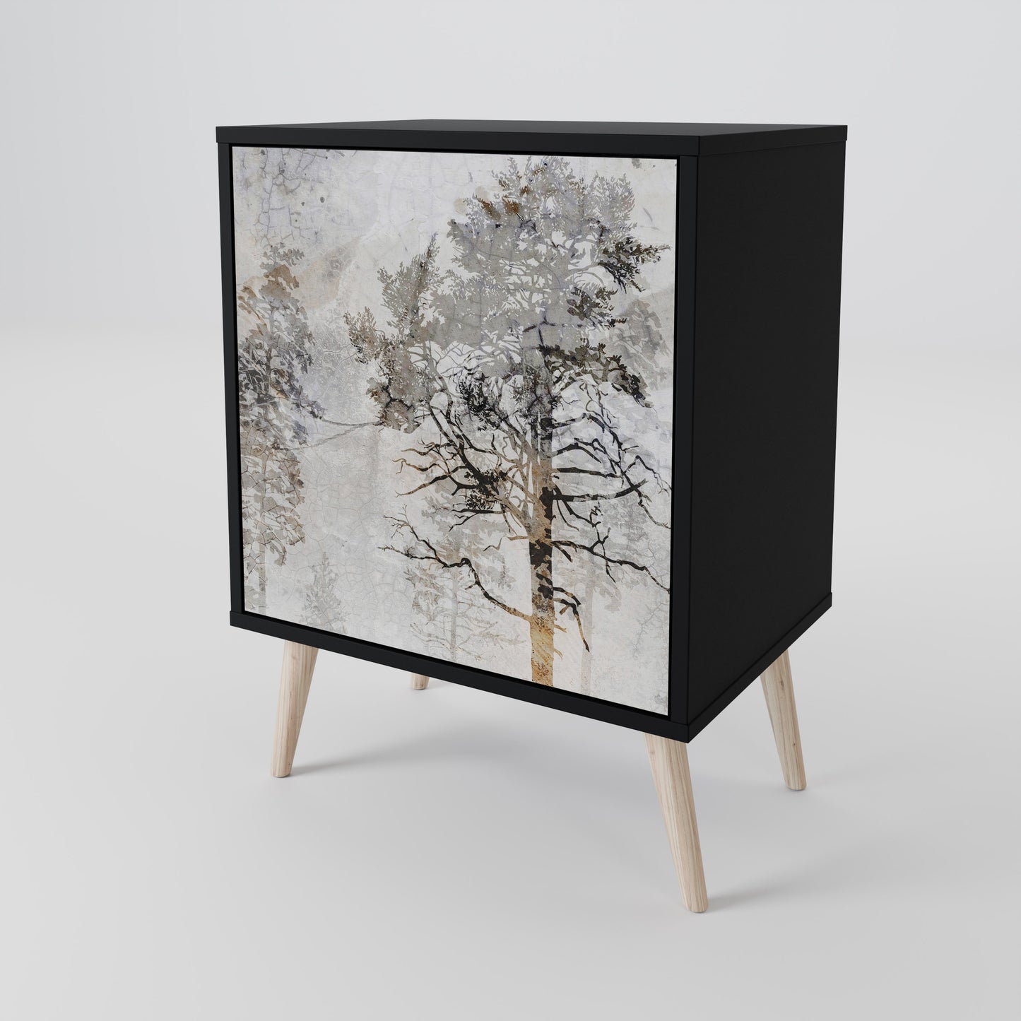 Credenza a 1 anta FADE IN THE TREES con finitura nera