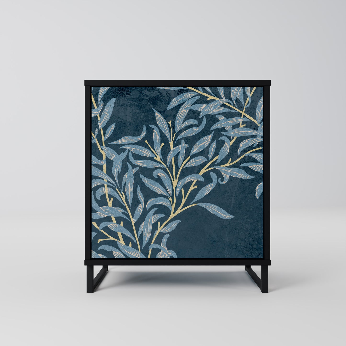 BLUE LEAVES 1-Door Sideboard in Black Finish