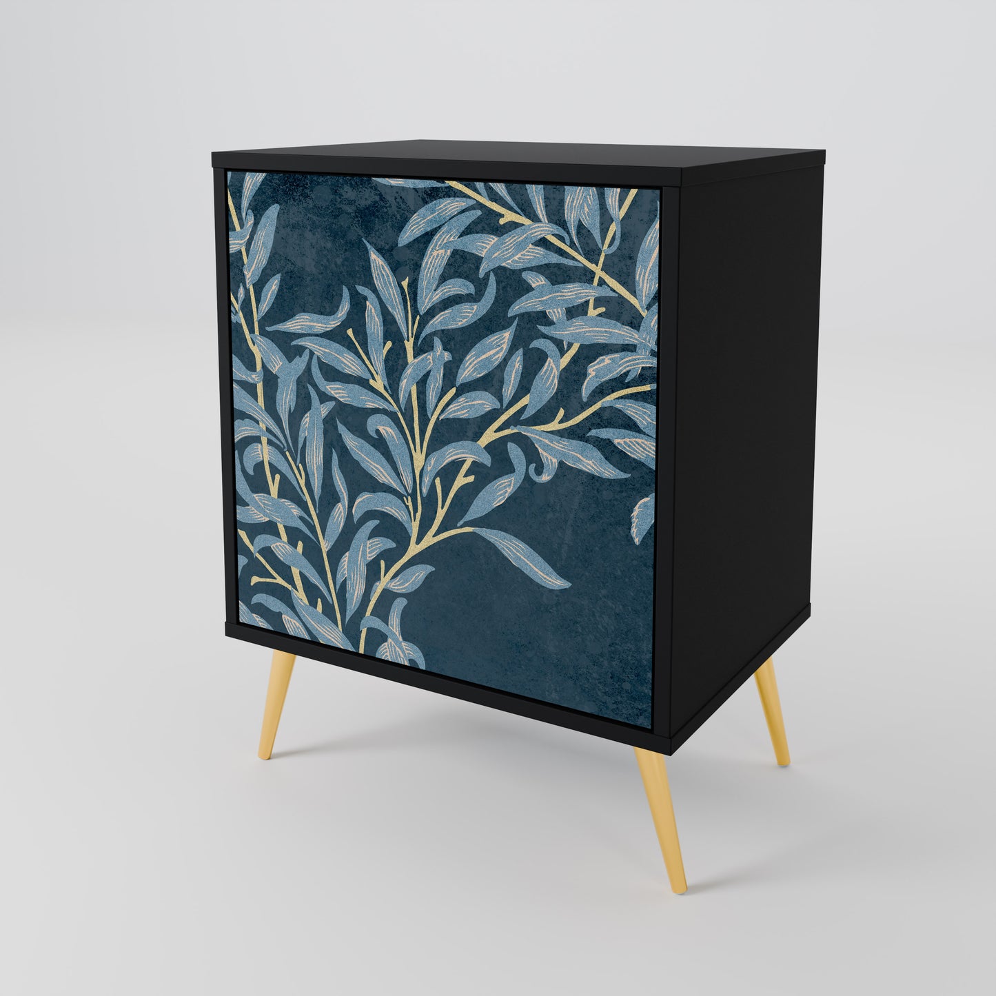 BLUE LEAVES 1-Door Sideboard in Black Finish