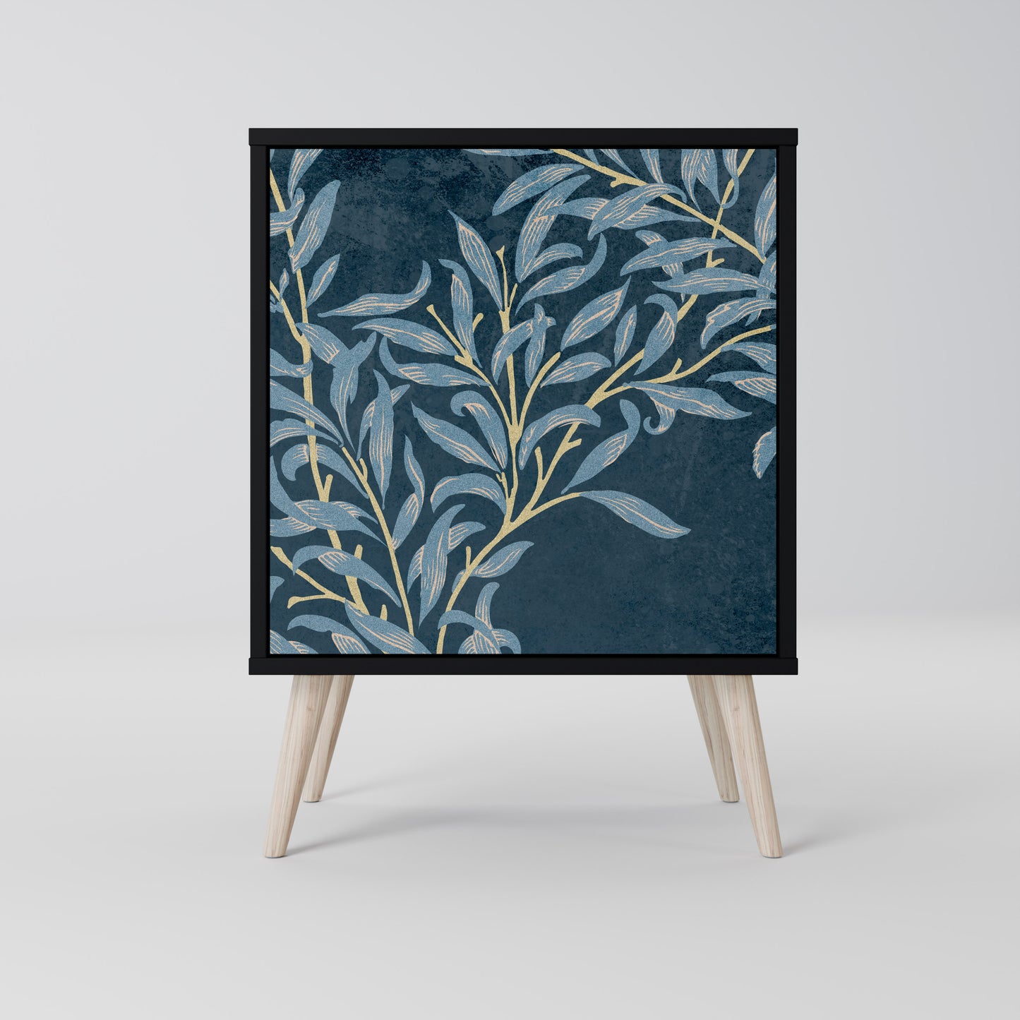 BLUE LEAVES 1-Door Sideboard in Black Finish