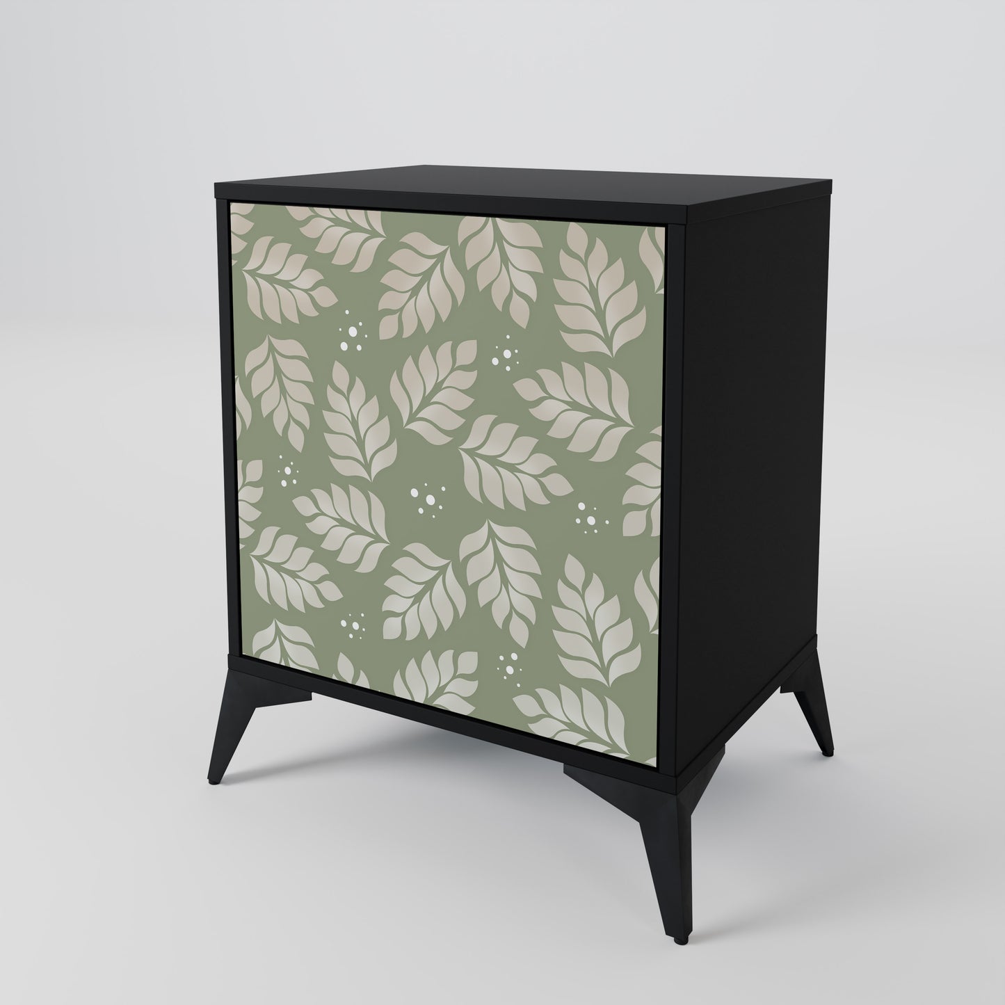 LEAVES ON GREEN 1-Door Sideboard in Black Finish