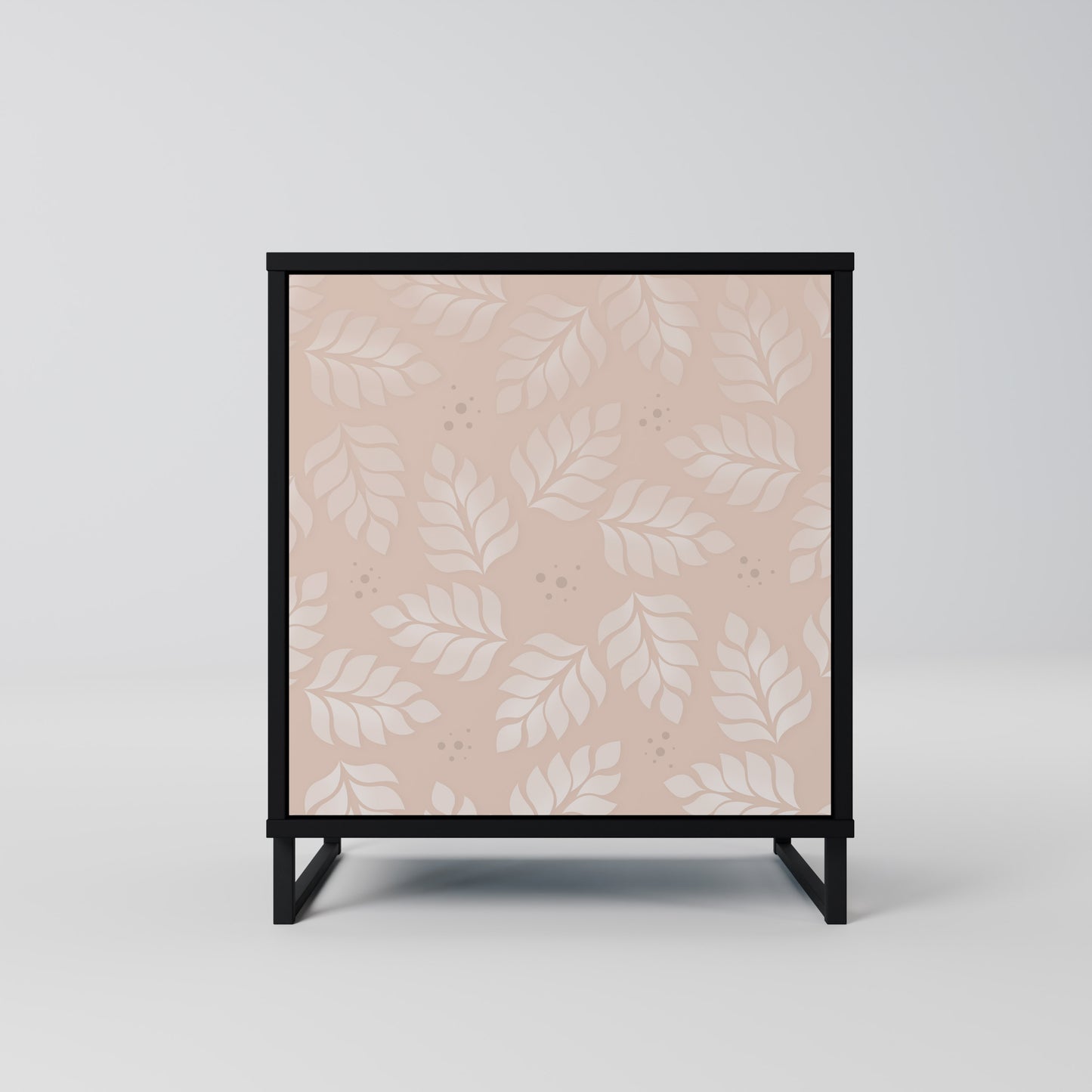 LEAVES ON BEIGE 1-Door Sideboard in Black Finish