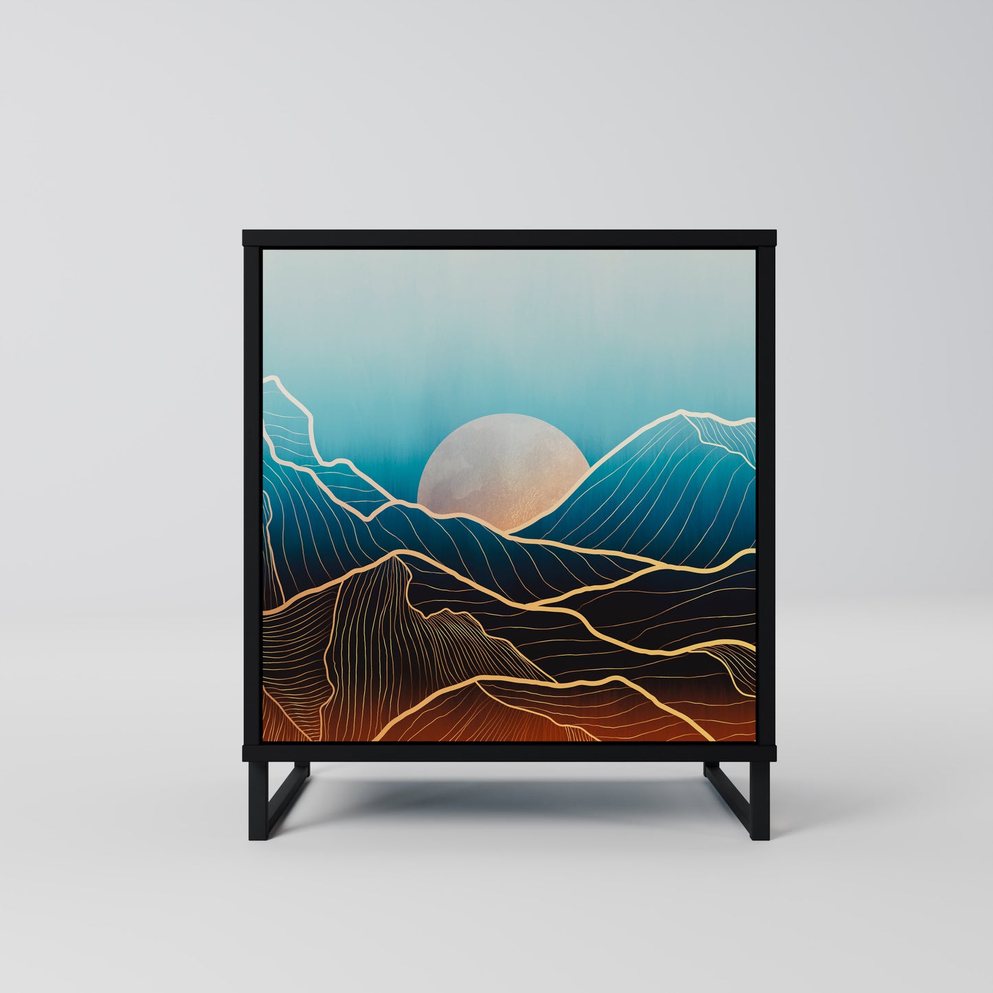 LUNAR SECRETS 1-Door Sideboard in Black Finish