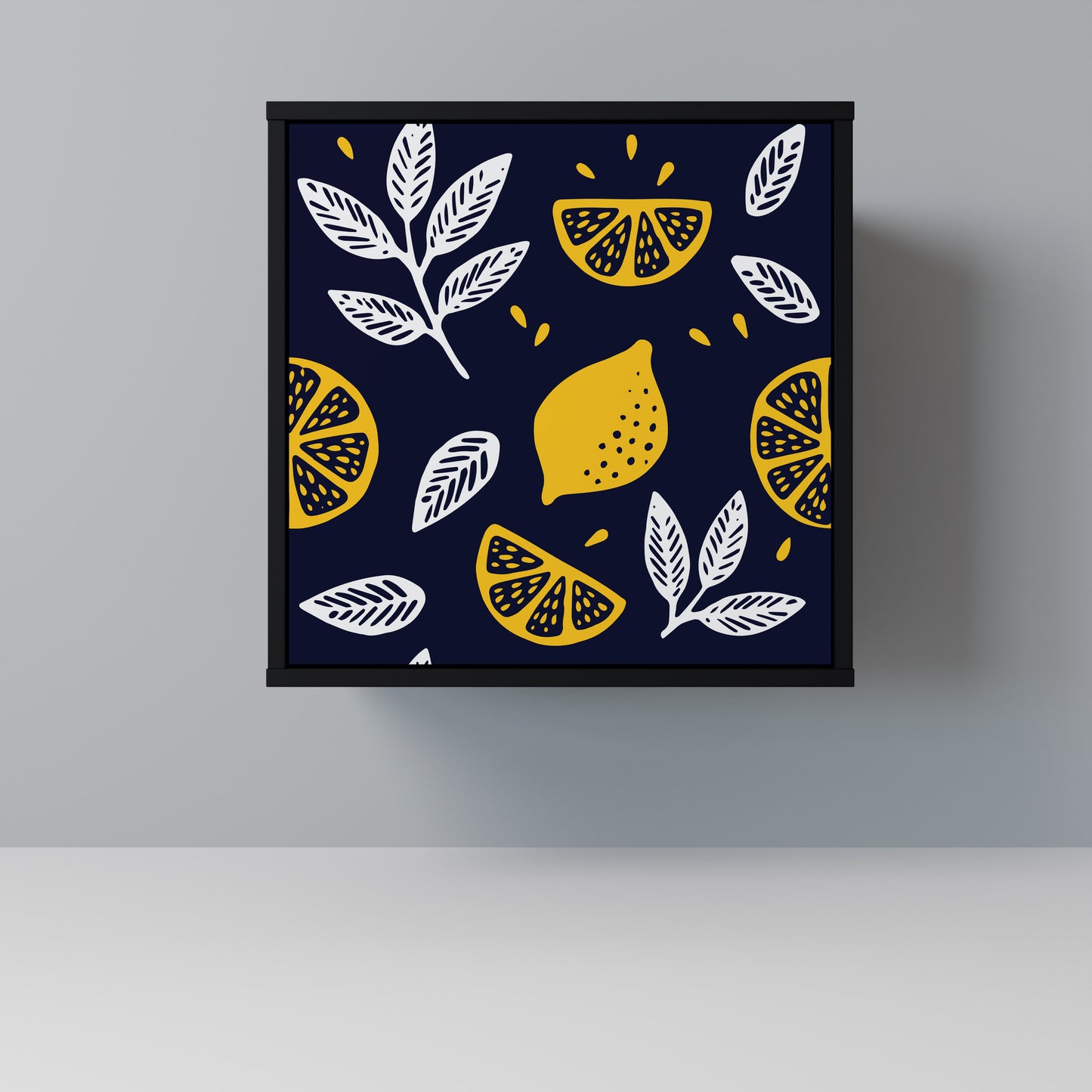 CITRUS BLACK AND WHITE 1-Door Sideboard in Black Finish