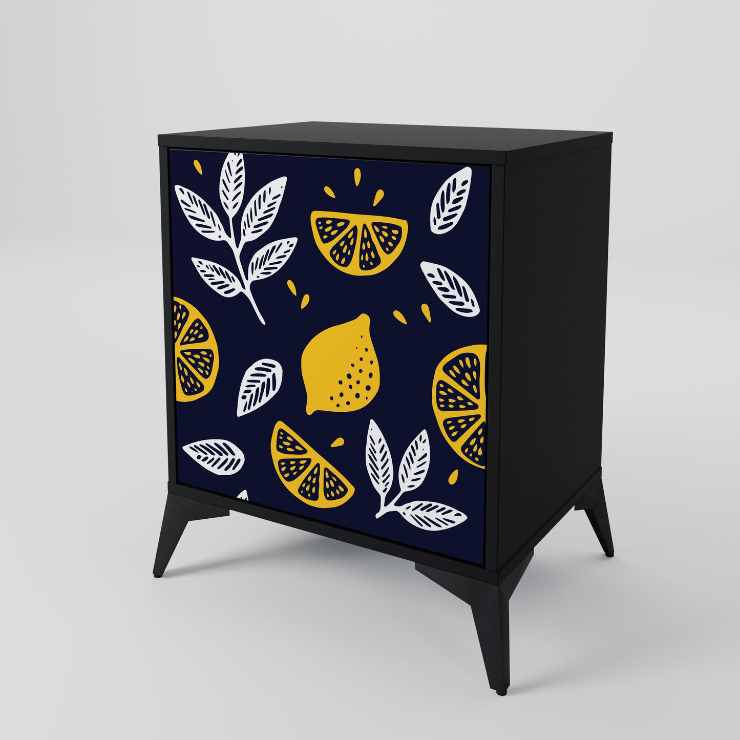 CITRUS BLACK AND WHITE 1-Door Sideboard in Black Finish
