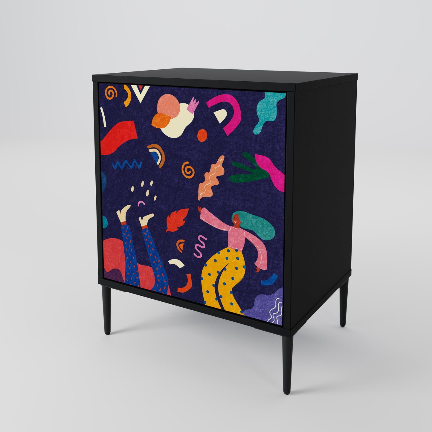 FESTIVE PLEASURES 1-Door Sideboard in Black Finish