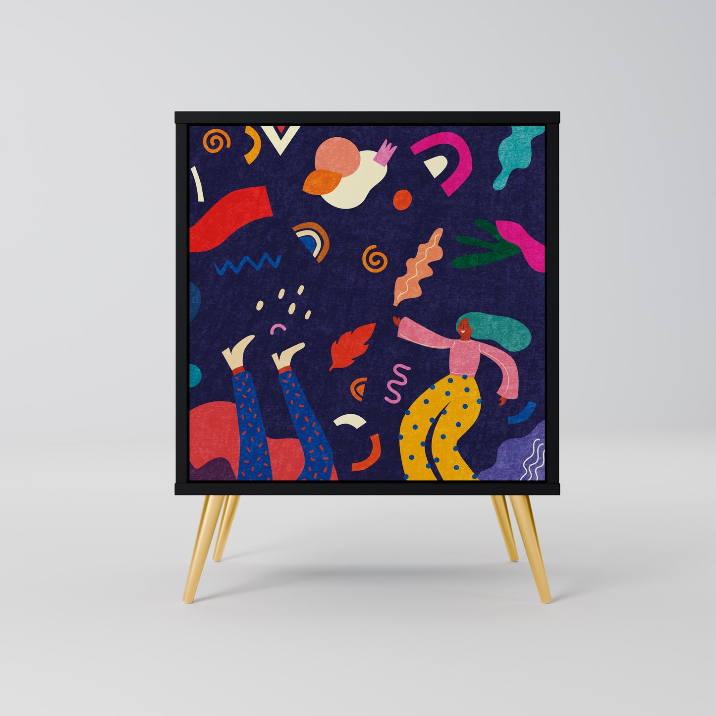 FESTIVE PLEASURES 1-Door Sideboard in Black Finish