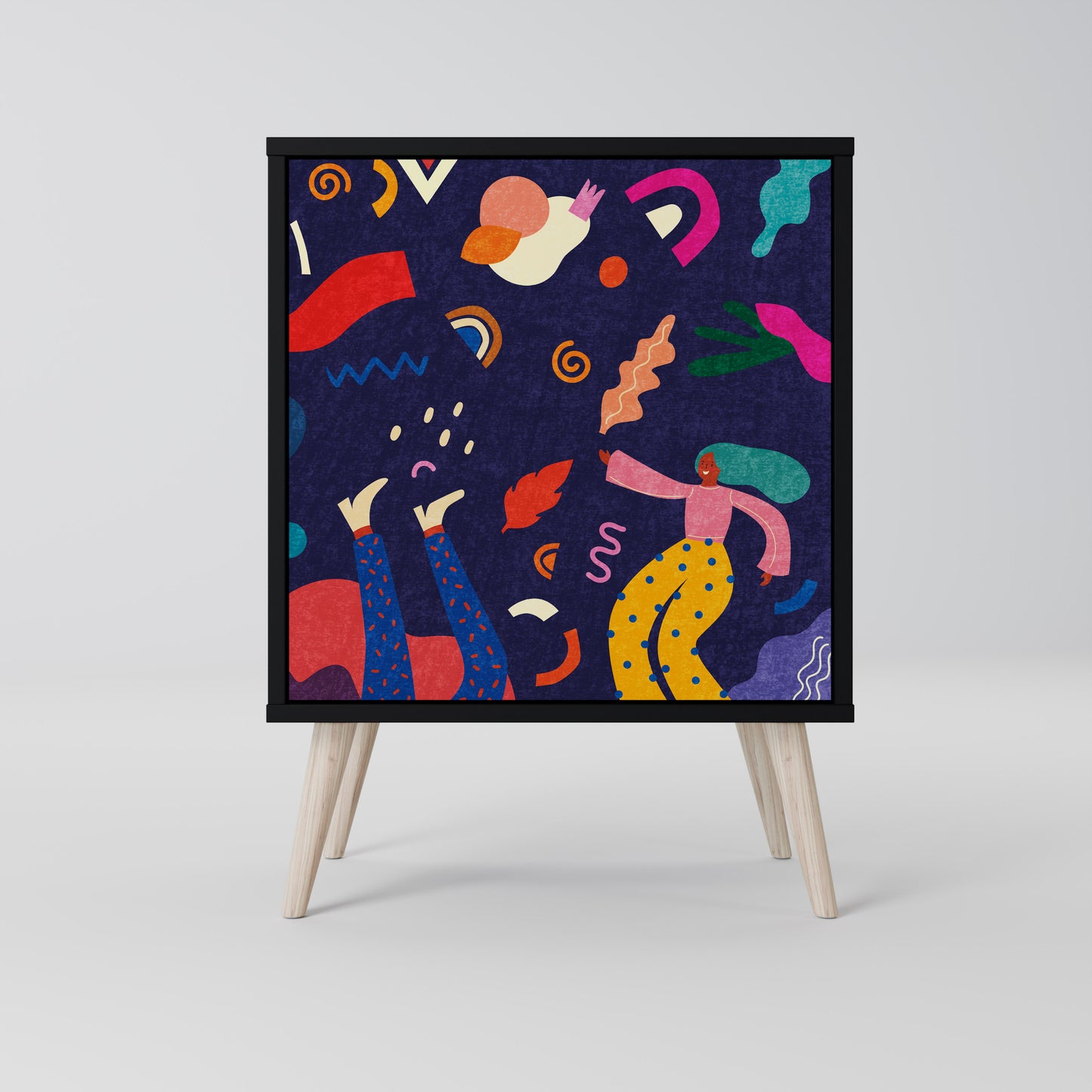 FESTIVE PLEASURES 1-Door Sideboard in Black Finish