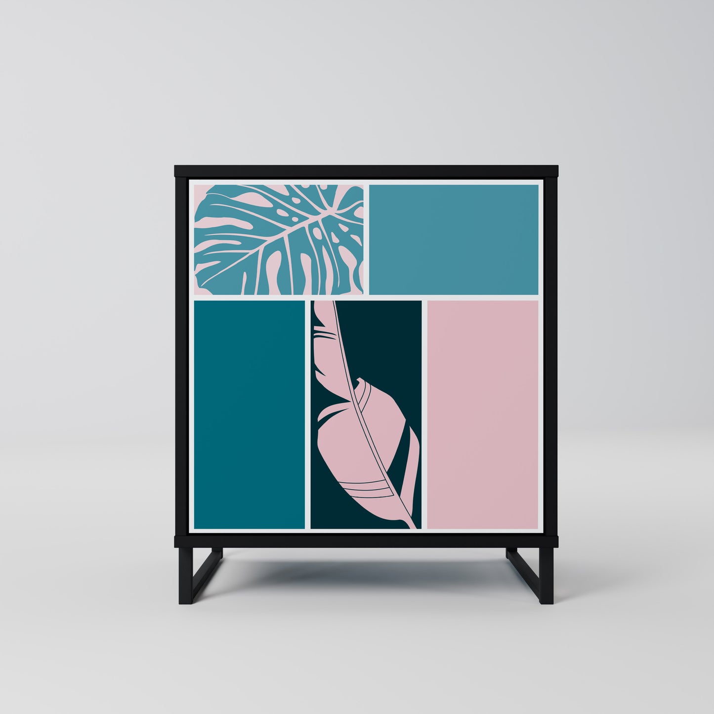 COMBINAZIONE DI FORME Credenza a 1 anta in finitura nera