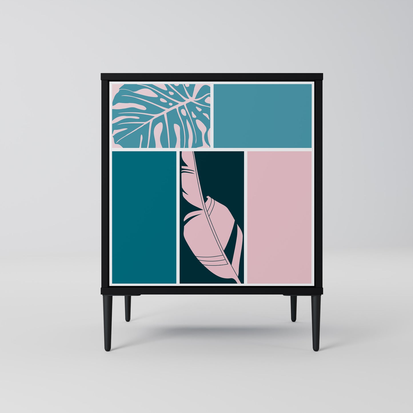 COMBINAZIONE DI FORME Credenza a 1 anta in finitura nera