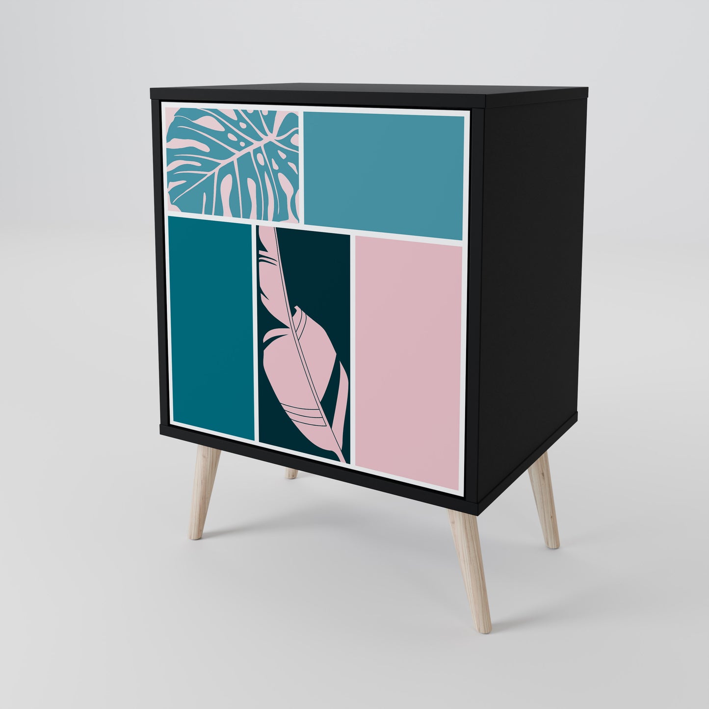 COMBINAZIONE DI FORME Credenza a 1 anta in finitura nera