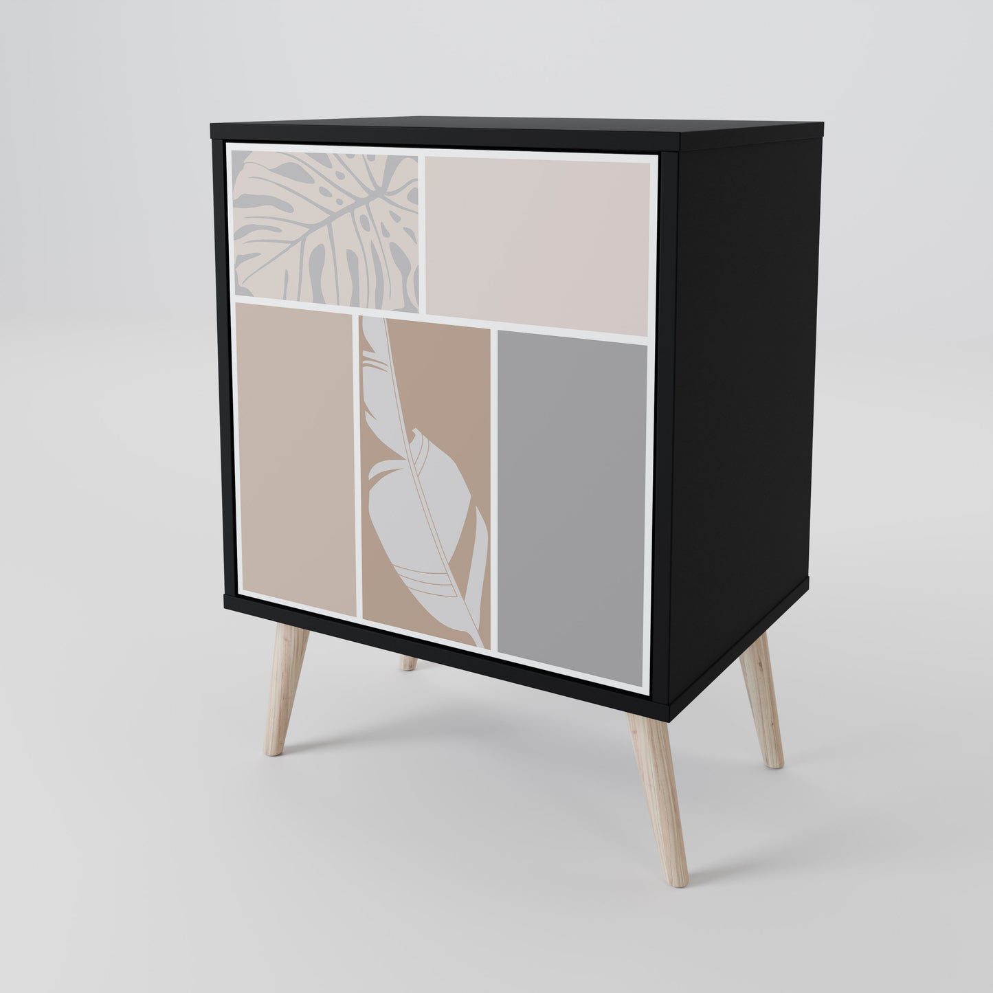 Credenza TROPICAL SHAPES a 1 anta con finitura nera