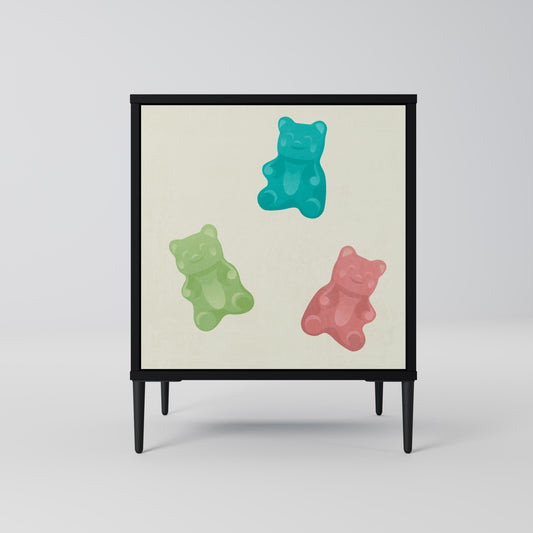 Credenza GUMMY BEARS a 1 anta con finitura nera