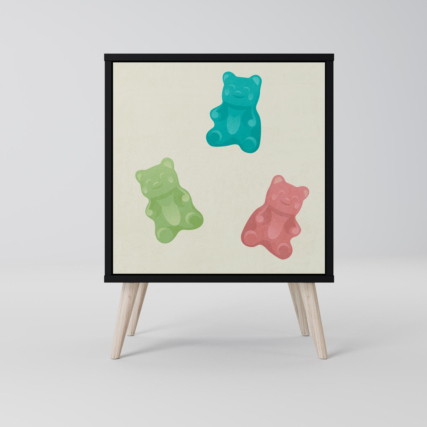 Credenza GUMMY BEARS a 1 anta con finitura nera