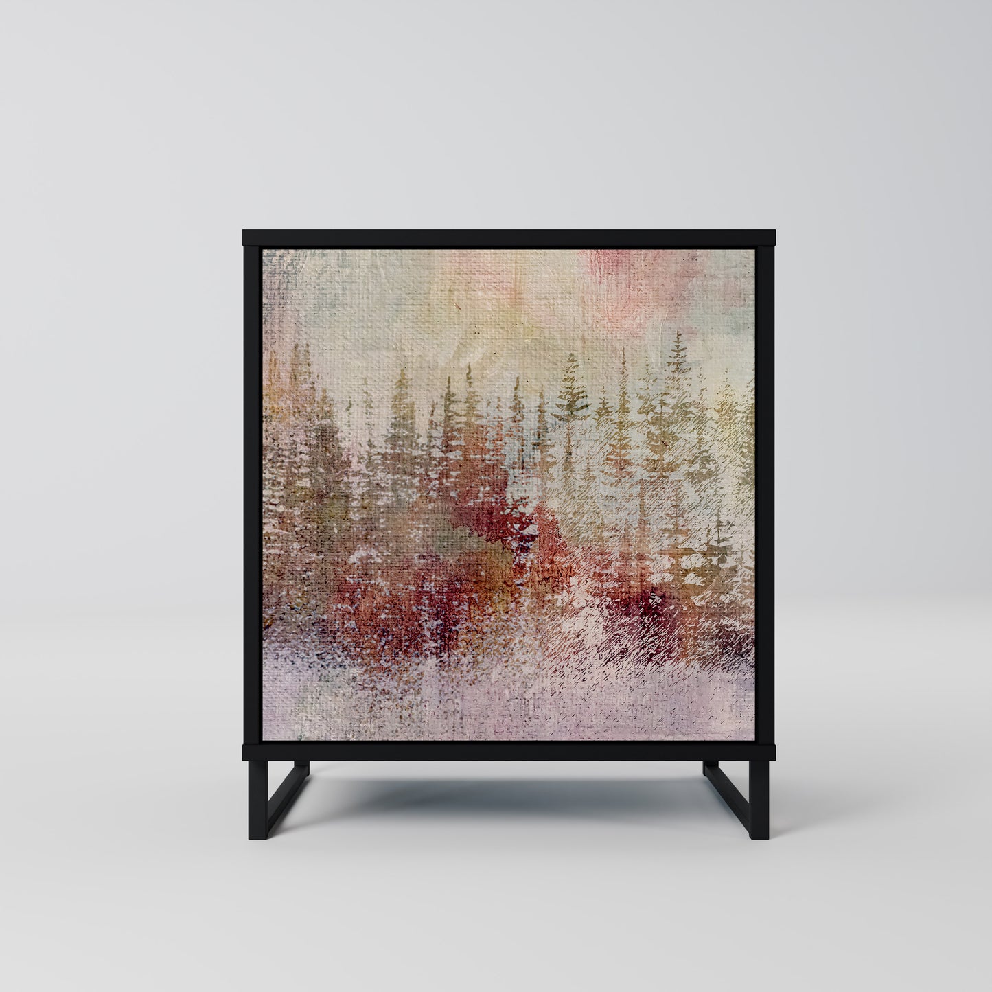 VEILED SUMMIT 1-Door Sideboard in Black Finish