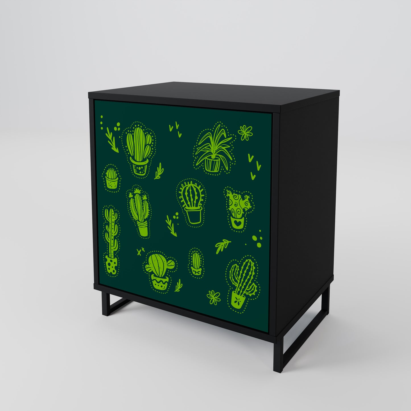 Credenza DESERT GREEN a 1 anta con finitura nera
