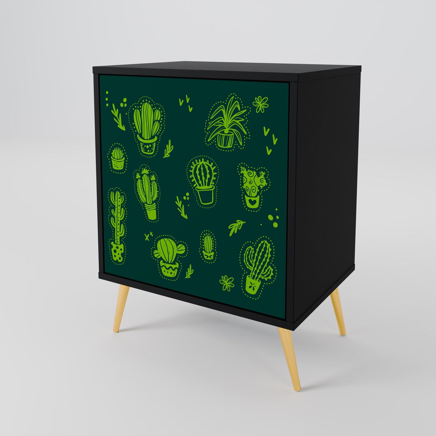 Credenza DESERT GREEN a 1 anta con finitura nera