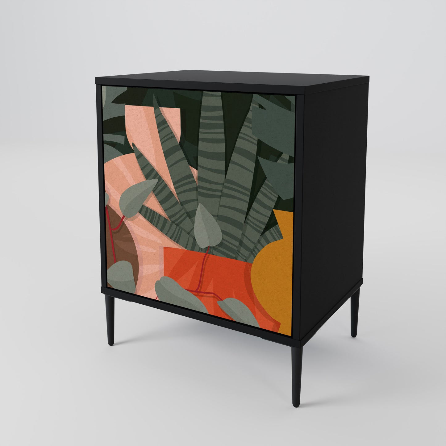 Credenza TROPICAL COMPOSITION a 1 anta in finitura nera