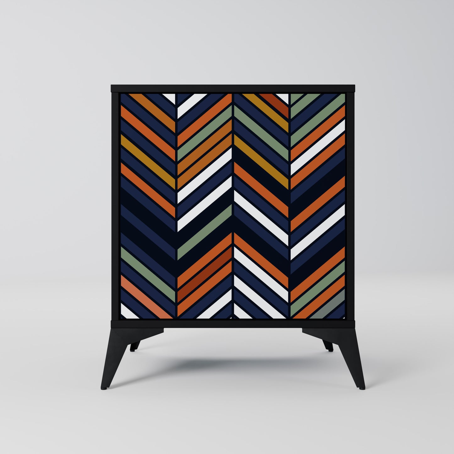 VIBRANT PATCHWORK 1-Door Sideboard in Black Finish