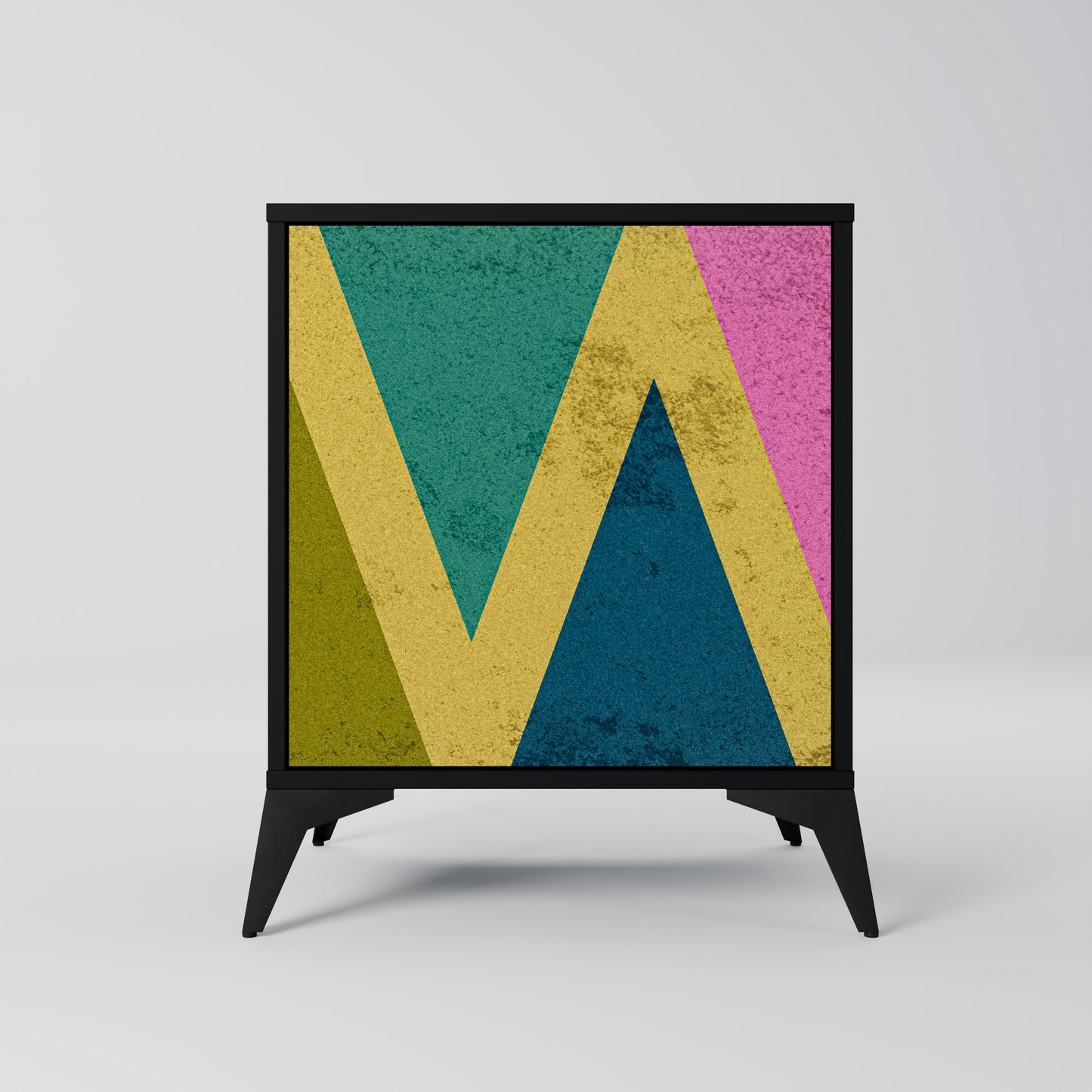 COLORFUL TRIANGLES 1-Door Sideboard in Black Finish
