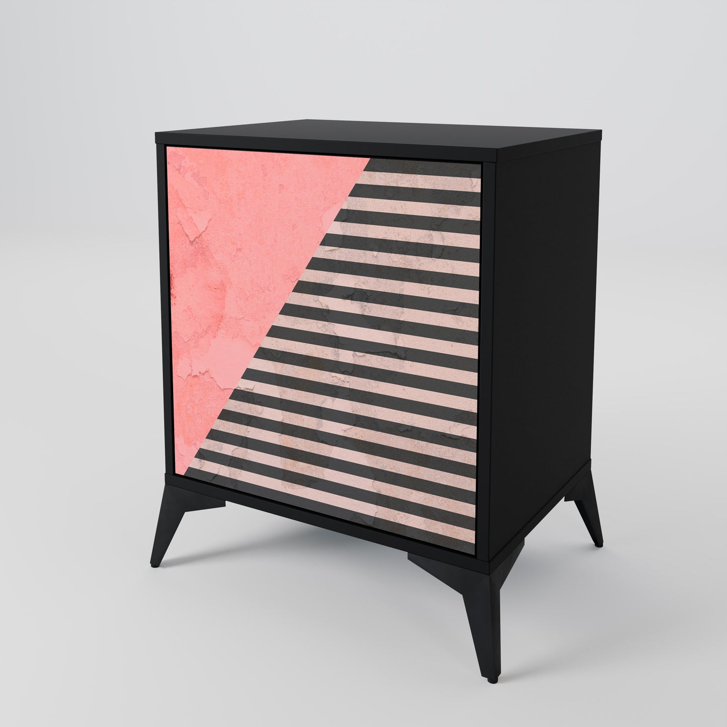 Credenza GLAMOROUS STRIPE a 1 anta con finitura nera