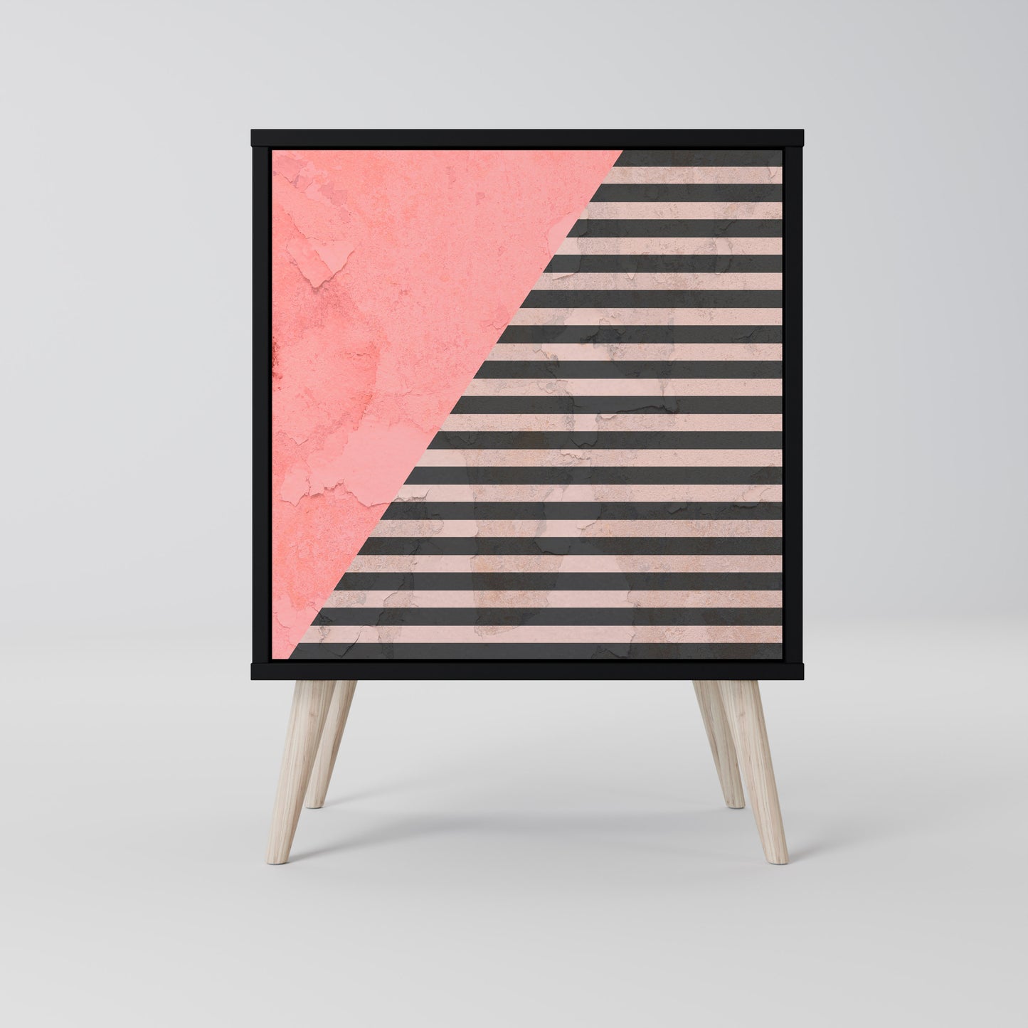 Credenza GLAMOROUS STRIPE a 1 anta con finitura nera