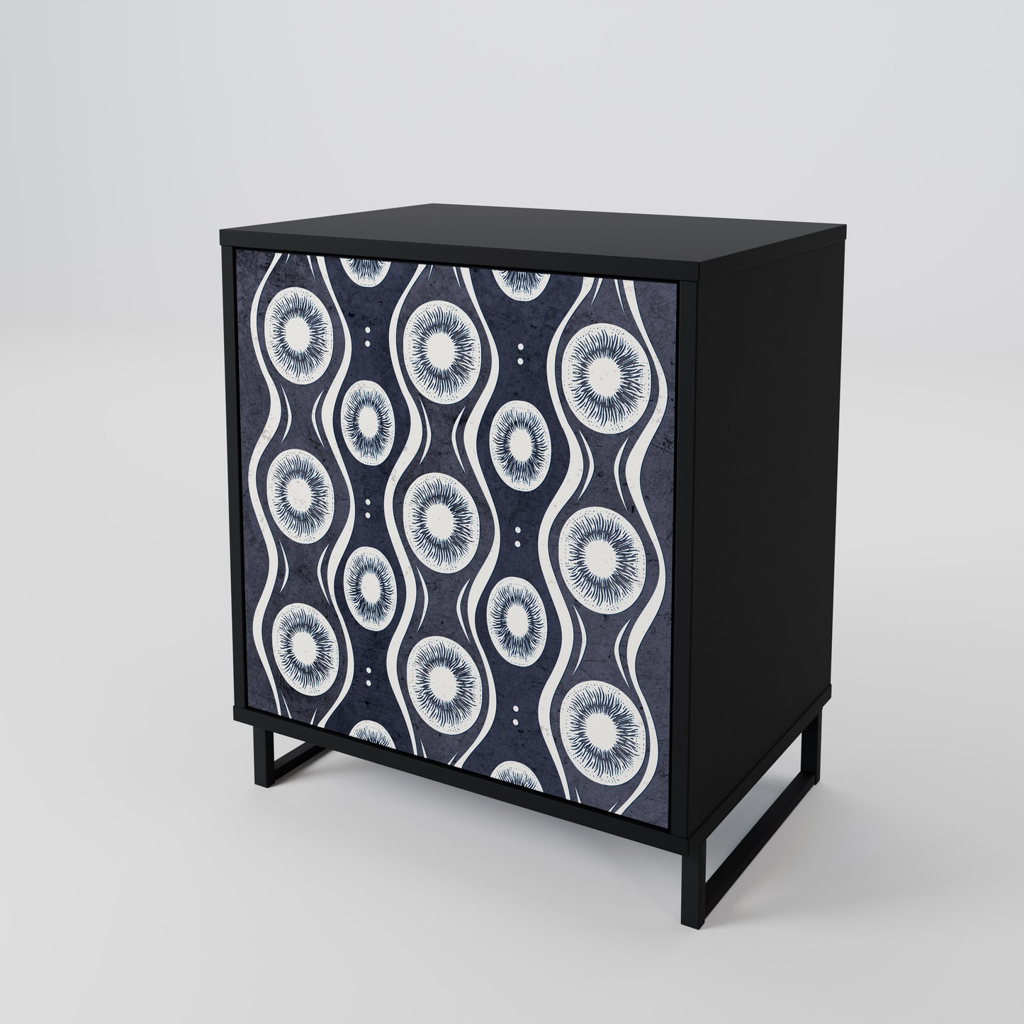 Credenza GRAPHITE EYES a 1 anta con finitura nera