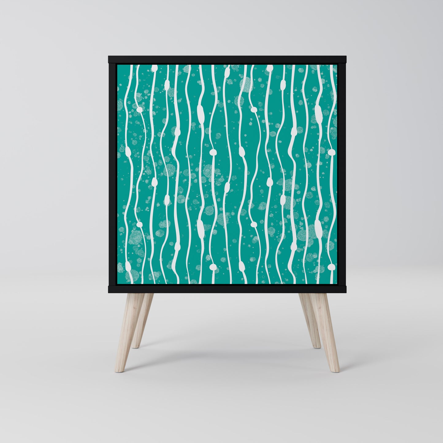 TURQUOISE RAIN 1-Door Sideboard in Black Finish