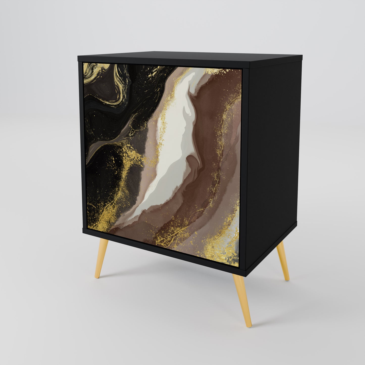 GOLD DUST 1-Door Sideboard in Black Finish