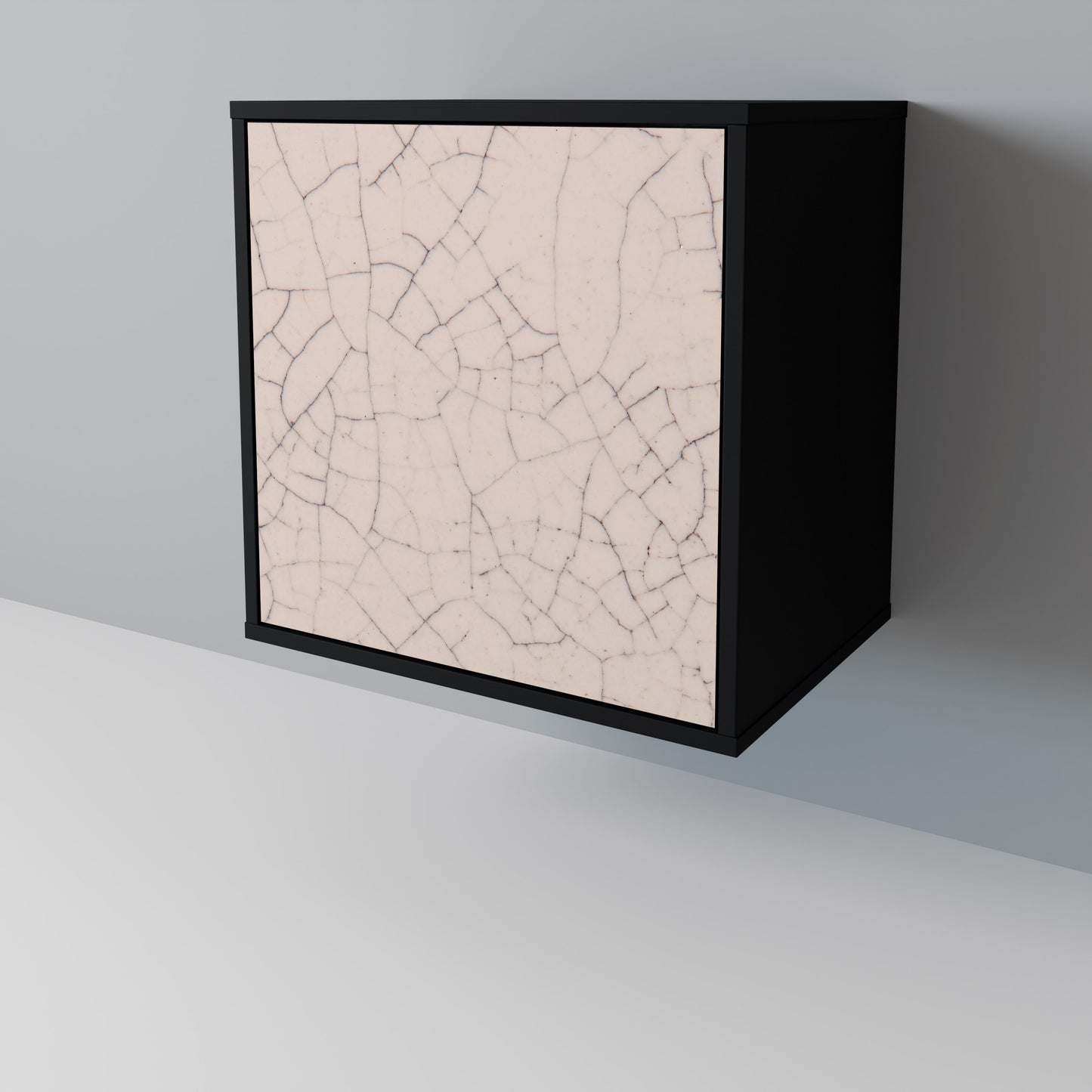 Credenza a 1 anta con texture in ceramica, finitura nera