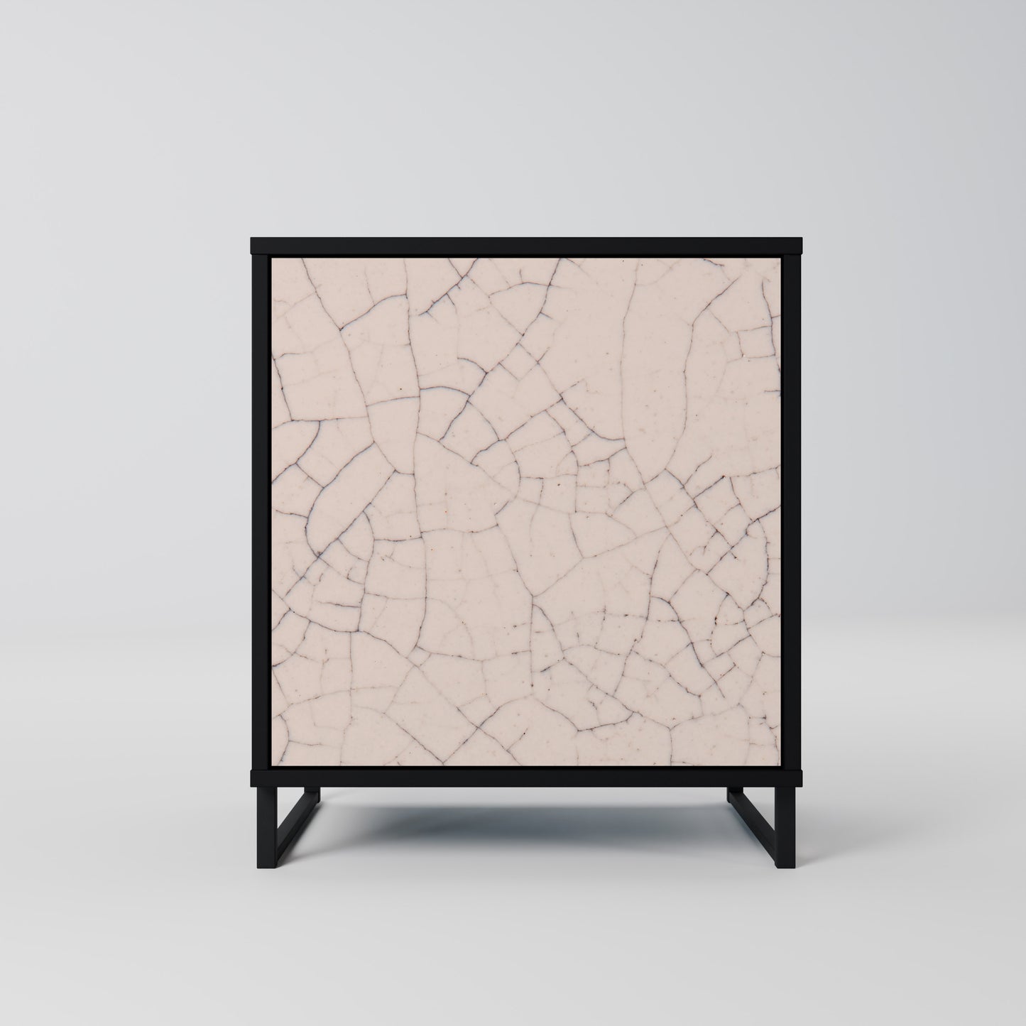 Credenza a 1 anta con texture in ceramica, finitura nera