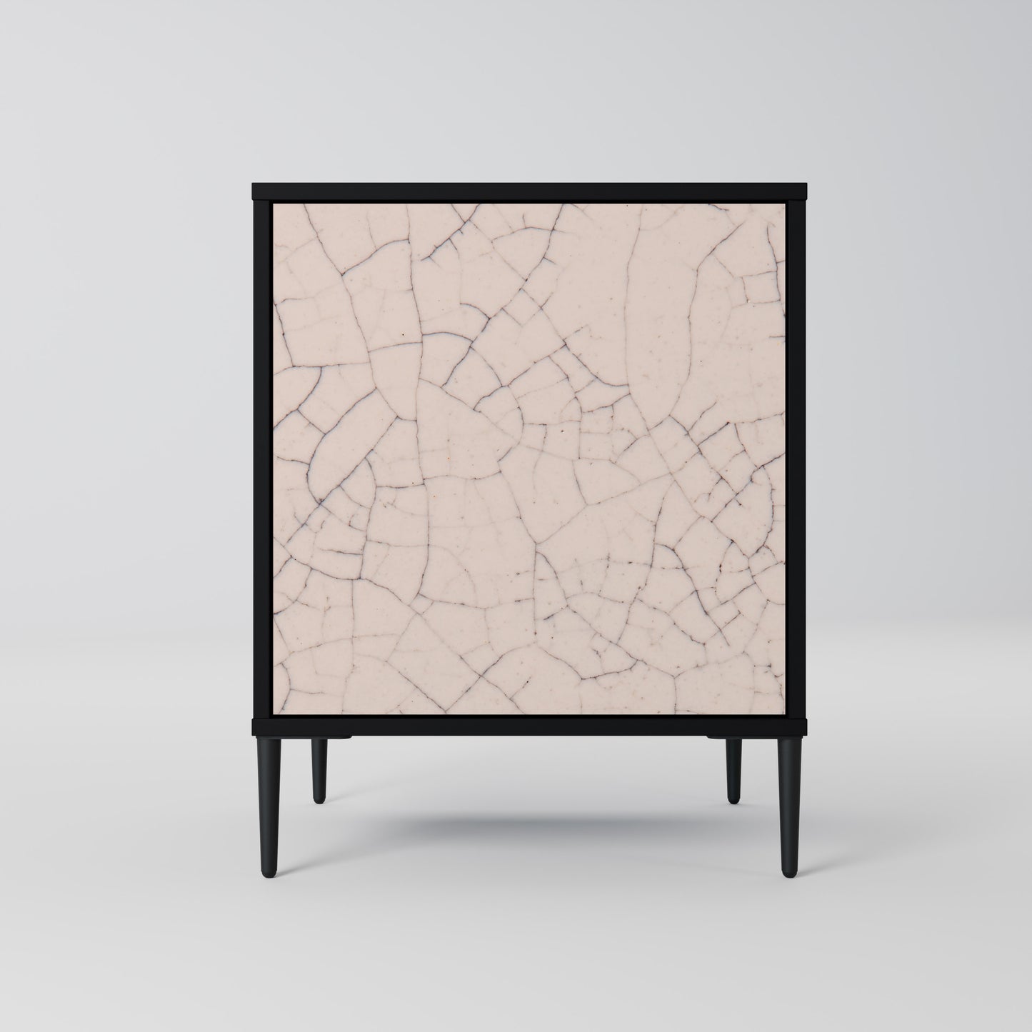 Credenza a 1 anta con texture in ceramica, finitura nera