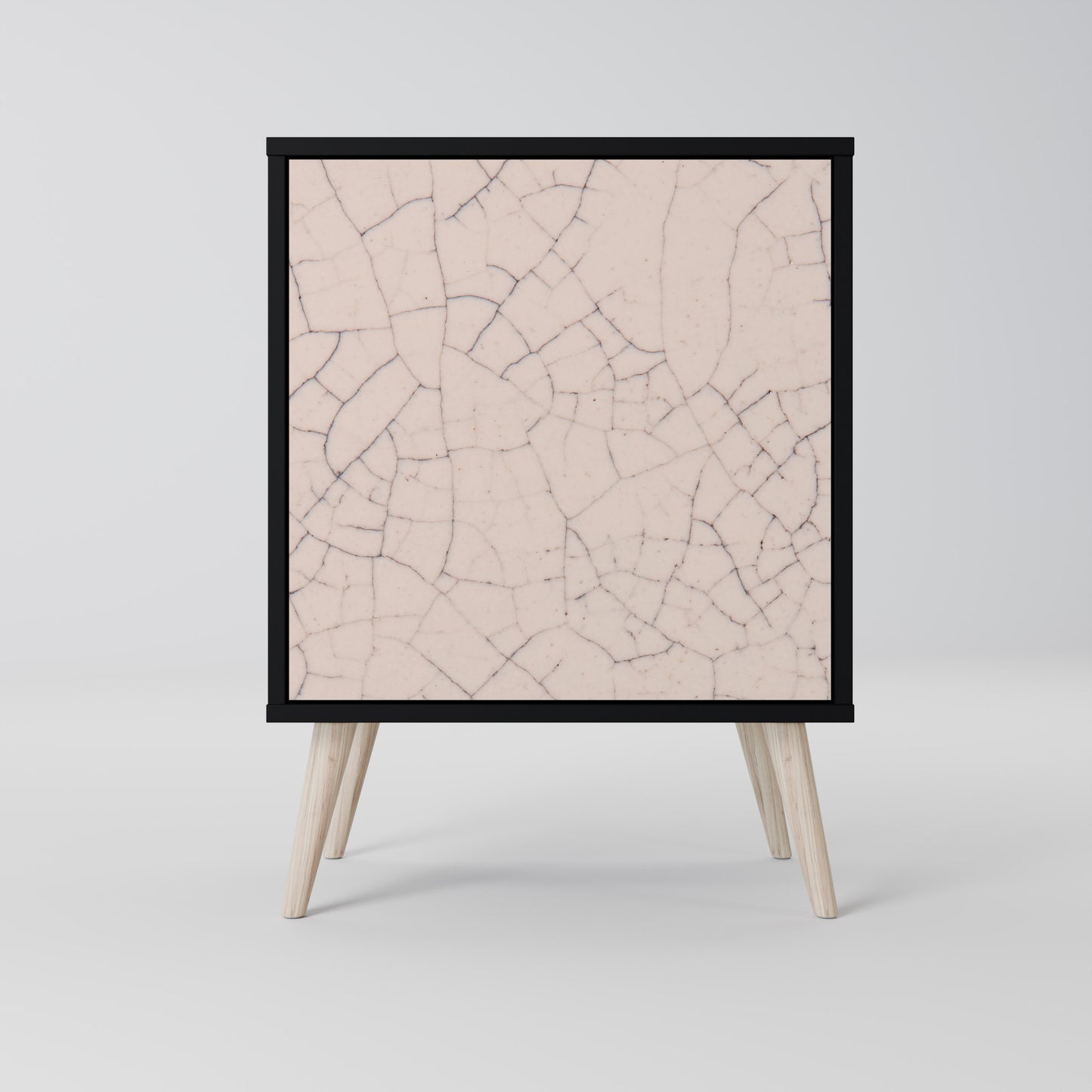 Credenza a 1 anta con texture in ceramica, finitura nera