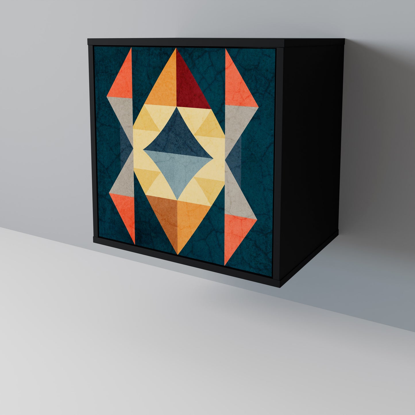 Credenza a 1 anta CRACKED ILLUSION con finitura nera