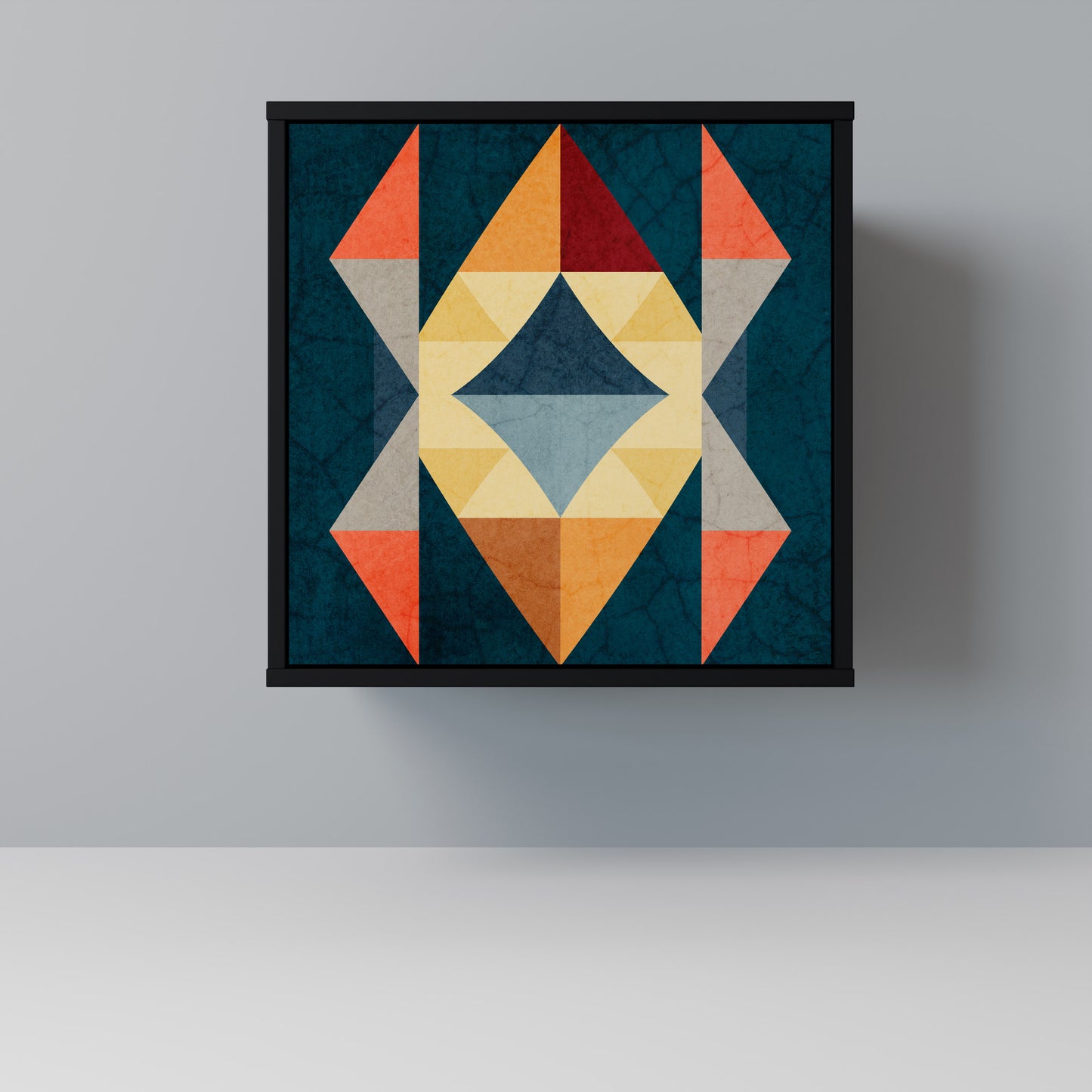 Credenza a 1 anta CRACKED ILLUSION con finitura nera