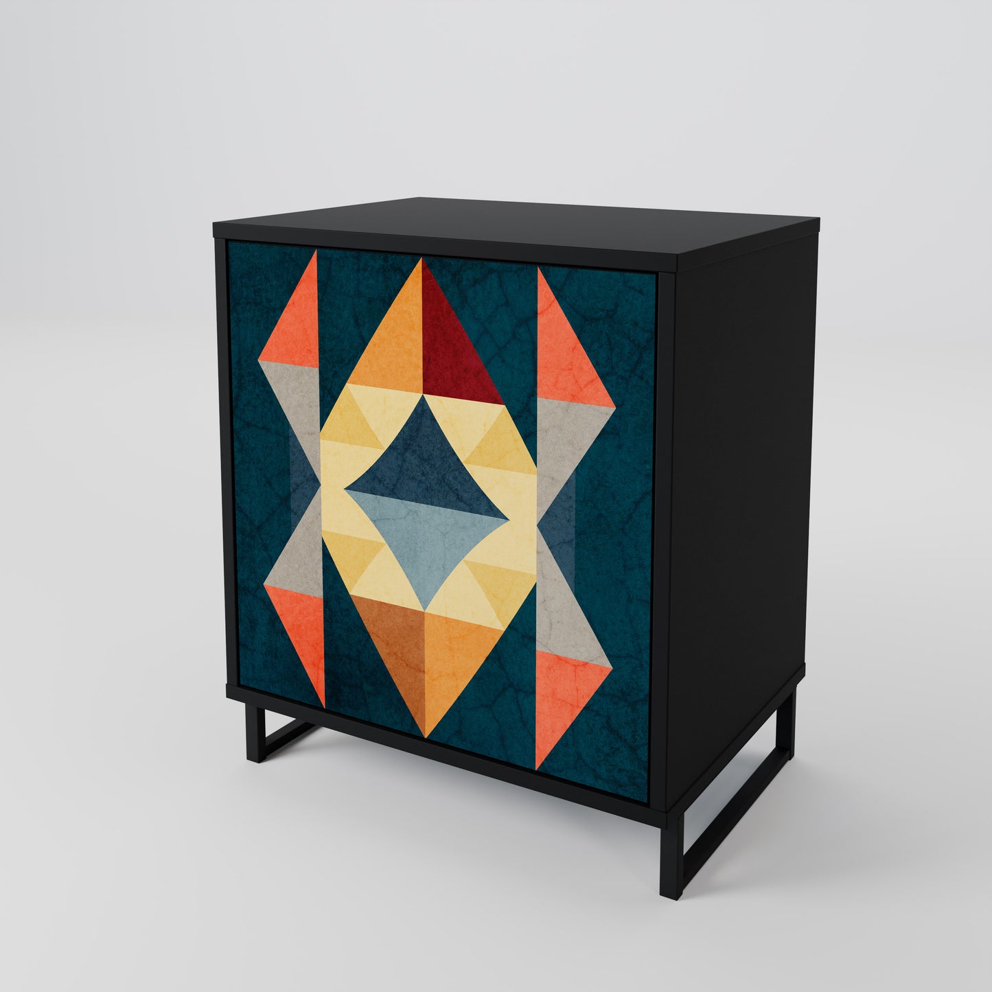 Credenza a 1 anta CRACKED ILLUSION con finitura nera