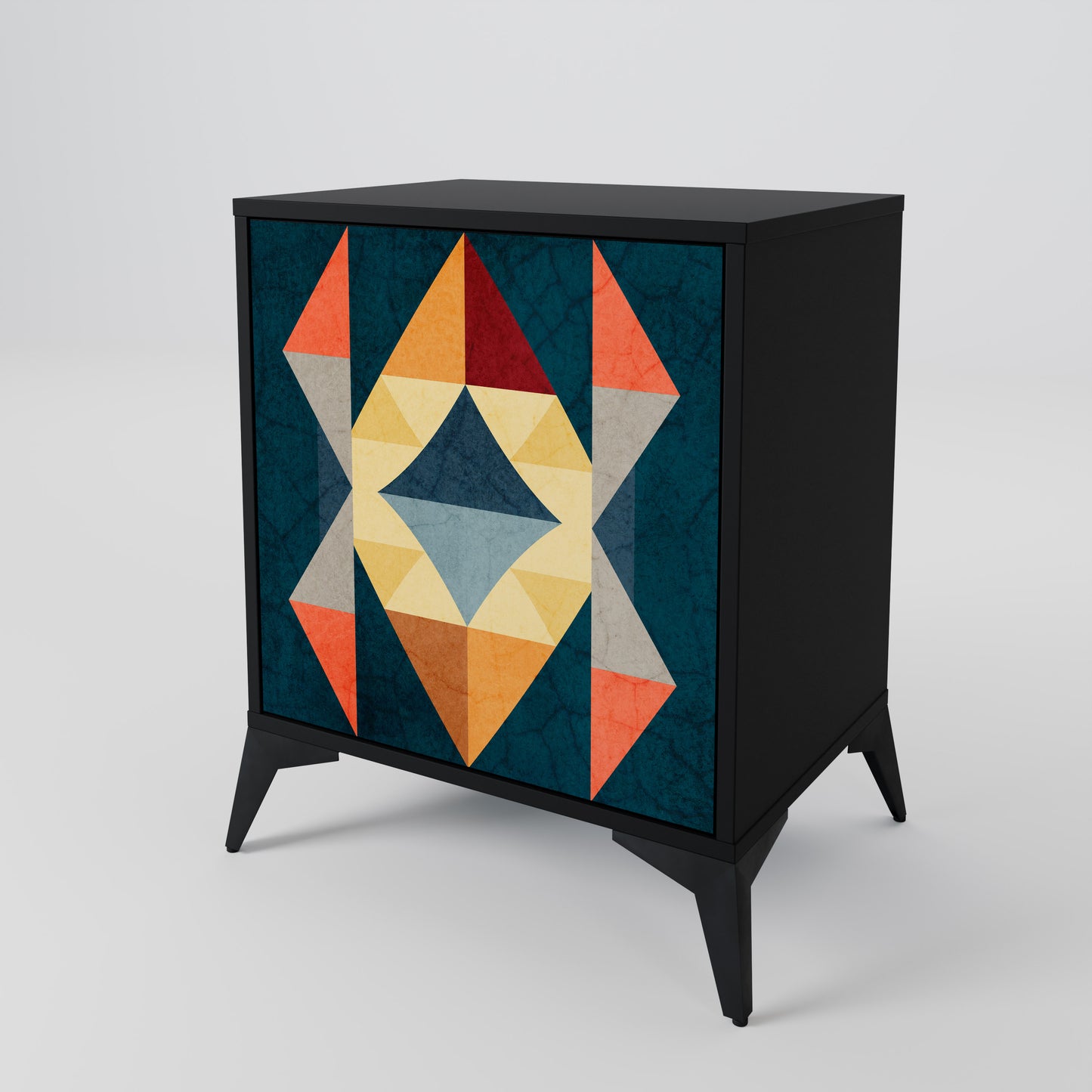 Credenza a 1 anta CRACKED ILLUSION con finitura nera