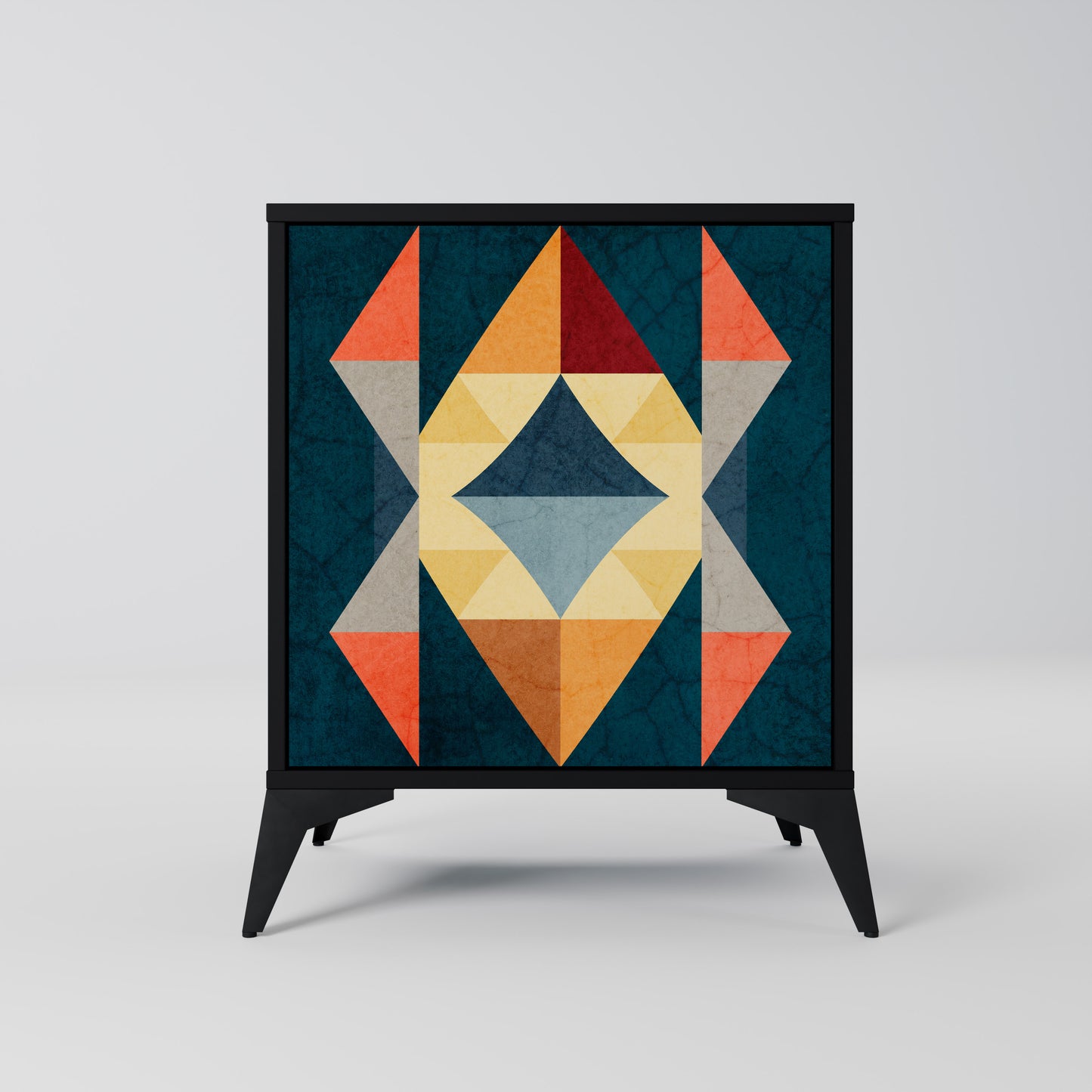 Credenza a 1 anta CRACKED ILLUSION con finitura nera