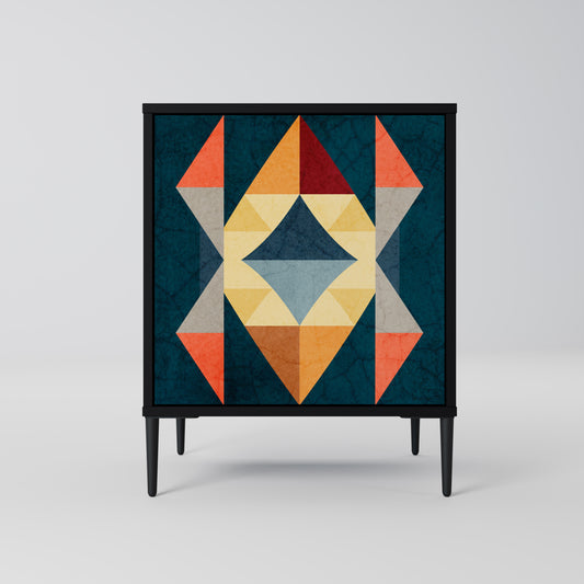 CRACKED ILLUSION 1-Door Sideboard in Black Finish