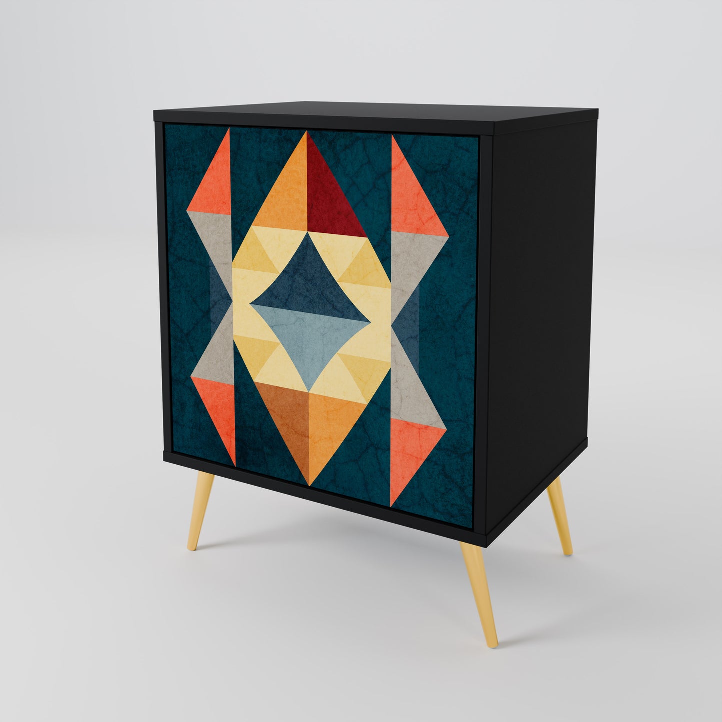 Credenza a 1 anta CRACKED ILLUSION con finitura nera