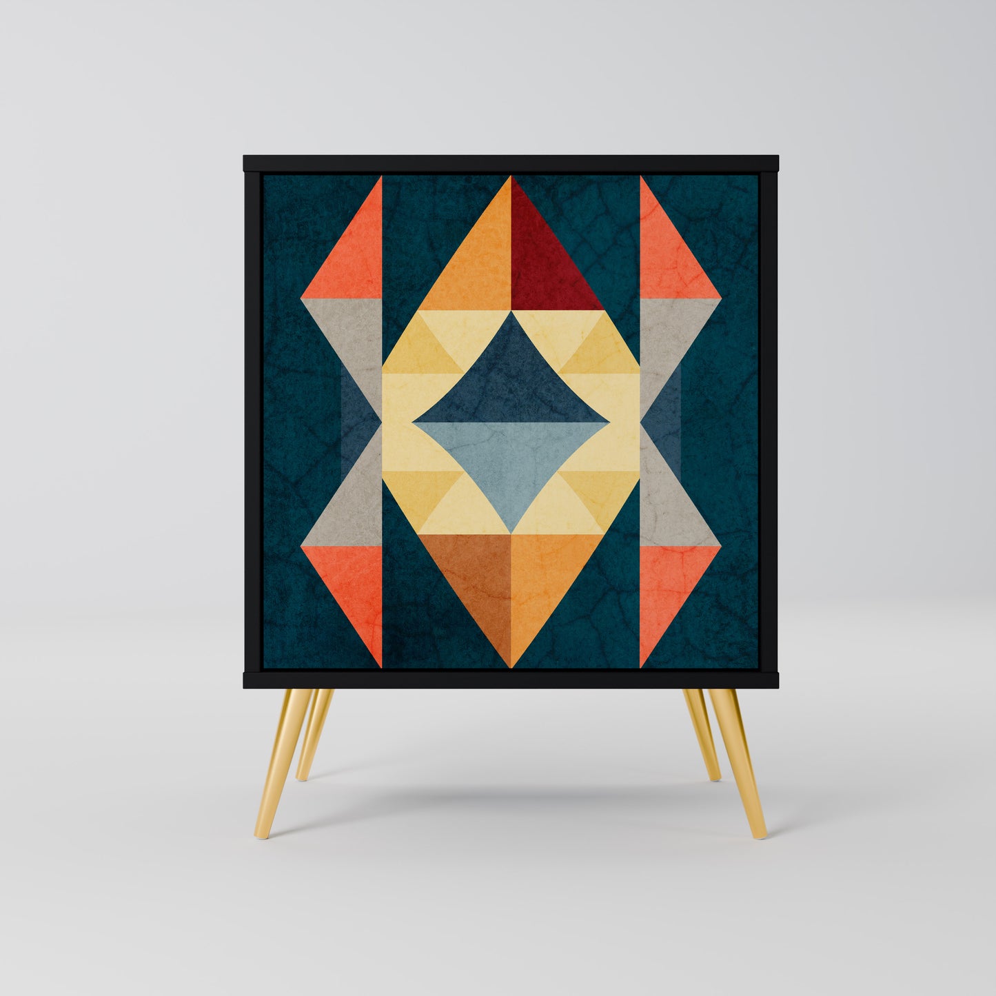 Credenza a 1 anta CRACKED ILLUSION con finitura nera