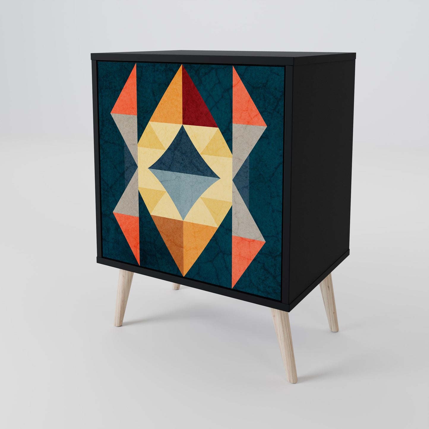 Credenza a 1 anta CRACKED ILLUSION con finitura nera