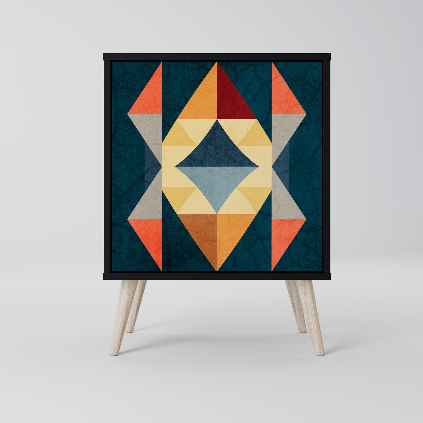 Credenza a 1 anta CRACKED ILLUSION con finitura nera