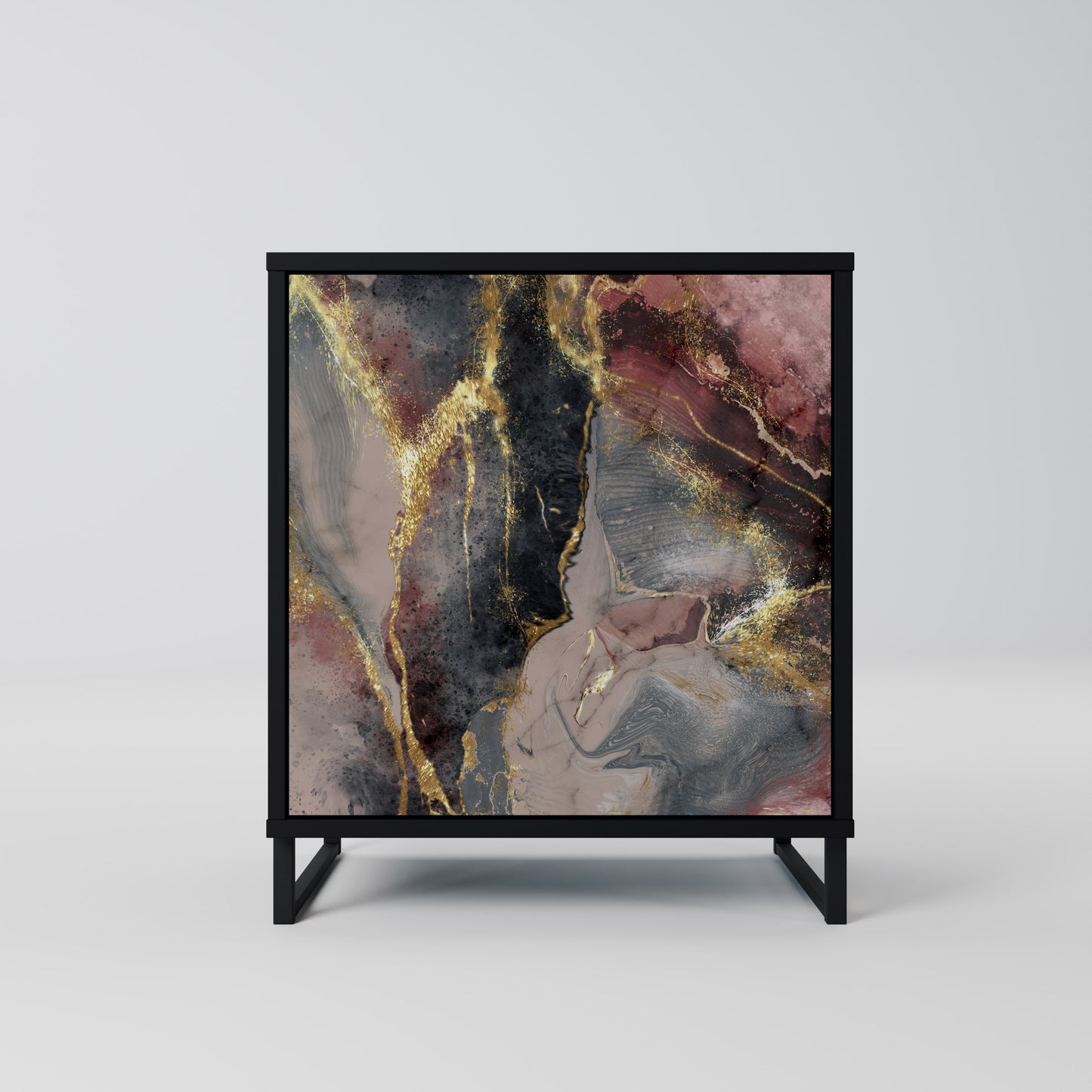 Credenza GOLDEN TIDES a 1 anta con finitura nera