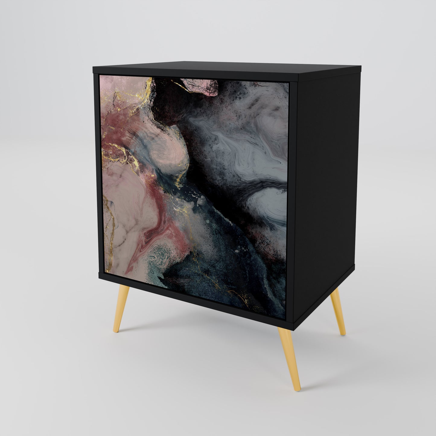 Credenza a 1 anta GILDED SWIRLS con finitura nera