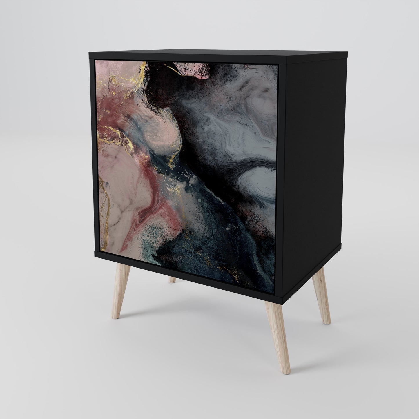 Credenza a 1 anta GILDED SWIRLS con finitura nera