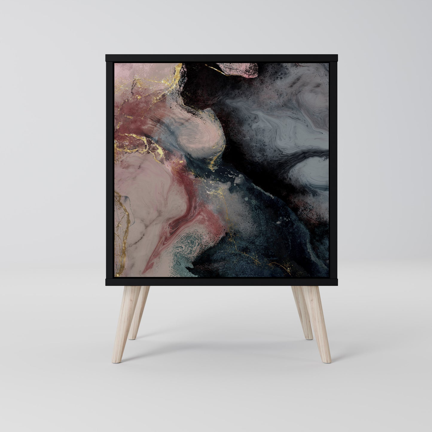 Credenza a 1 anta GILDED SWIRLS con finitura nera