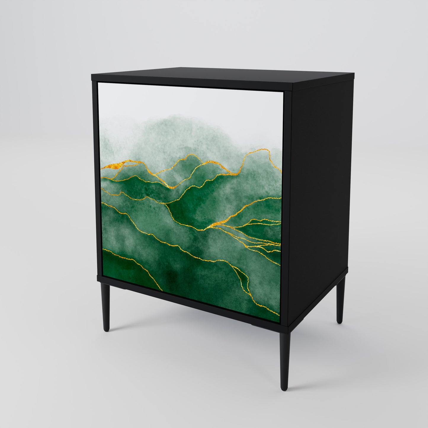 Credenza EXPENSIVE NATURE a 1 anta con finitura nera